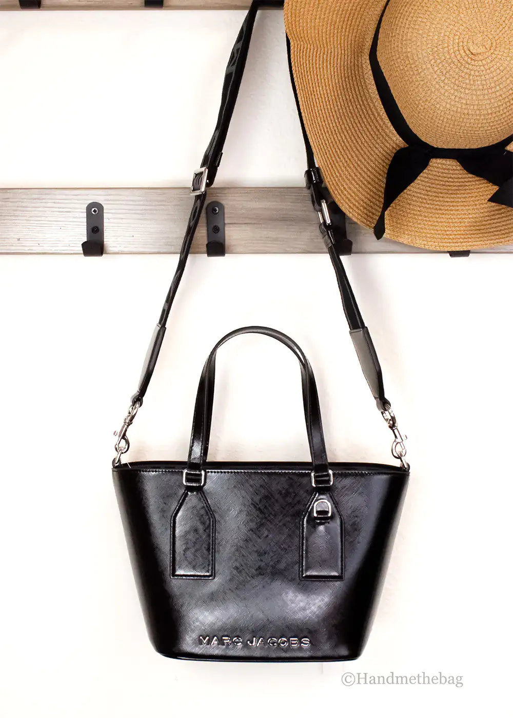 Marc Jacobs Small Black Leather Tote Crossbody Bag