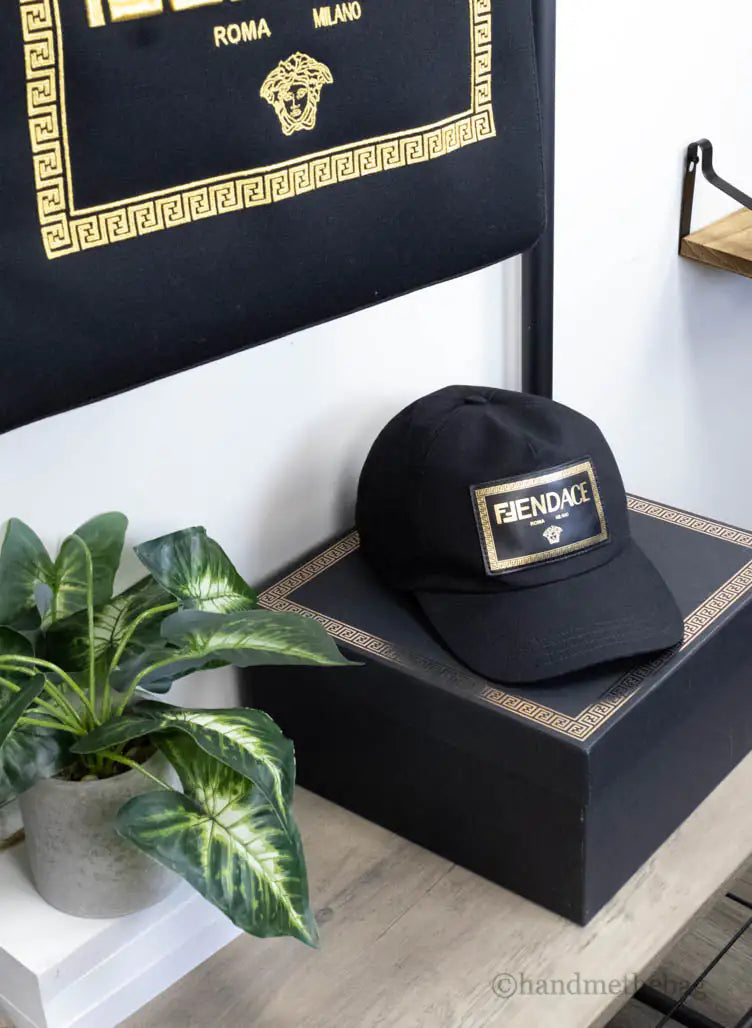 Fendi X Versace Fendace Black Cotton Adjustable Baseball Hat