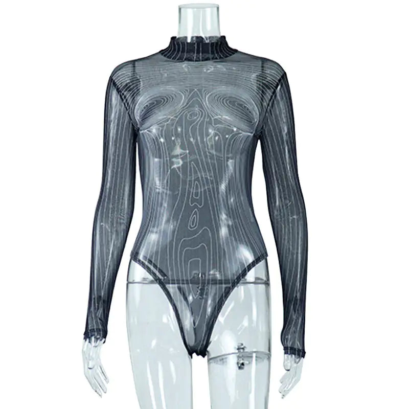 Shape Of Me Printed Mesh Bodysuit