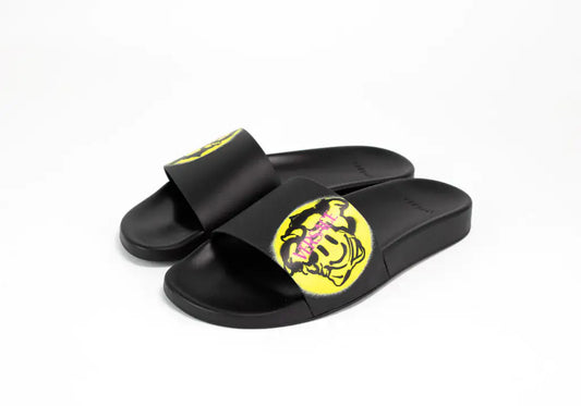 Versace Gomma St. Medusa Smile Black Bright Yellow Pool Slides