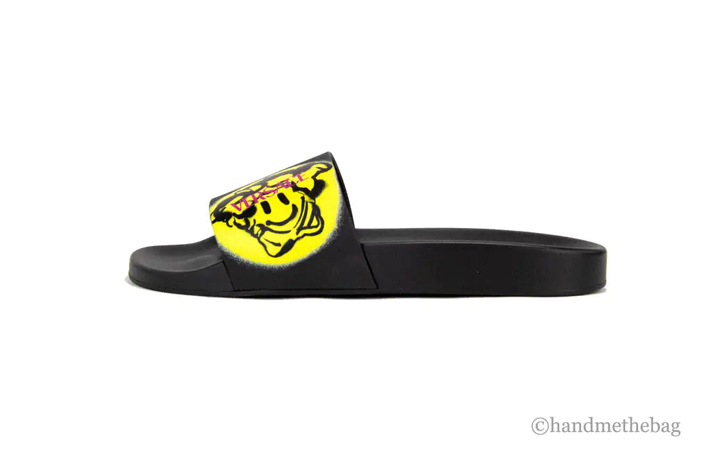 Versace Gomma St. Medusa Smile Black Bright Yellow Pool Slides