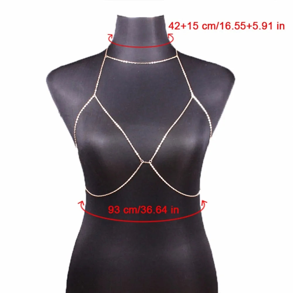 Women's Sequins Bra Bikini Harness Necklace