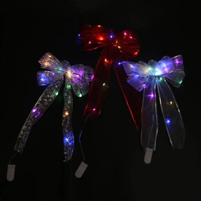 Large Printed Light Up Christmas Bow