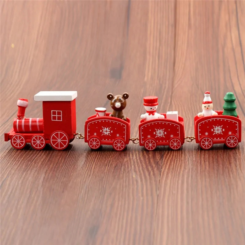 Christmas Train Painted Wood Decoration