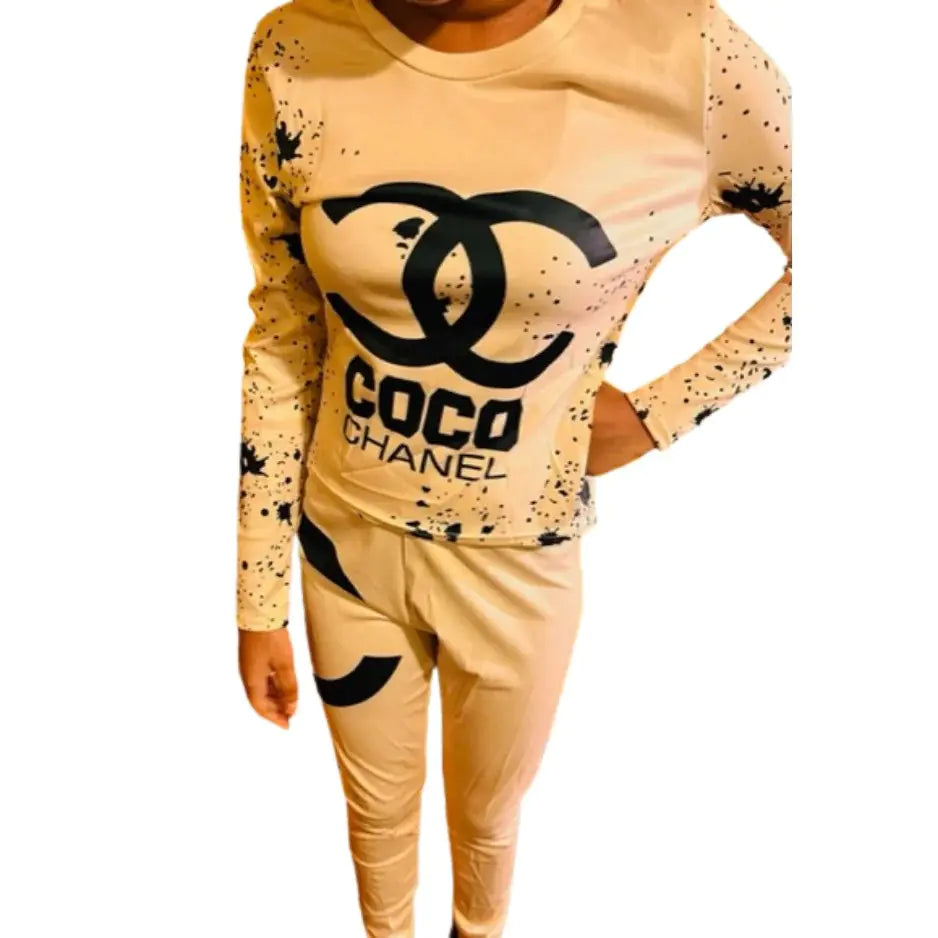 Two Pieces Tracksuit Design Long Sleeve Set