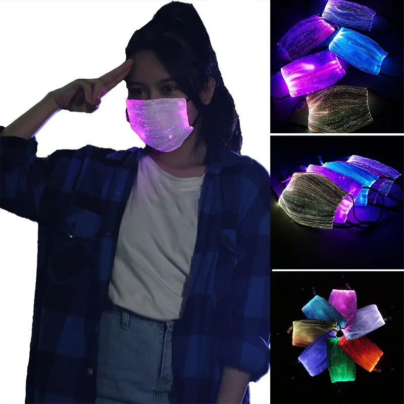 LED Face Mask 7 Color USB Rechargeable Glowing Mask for Party