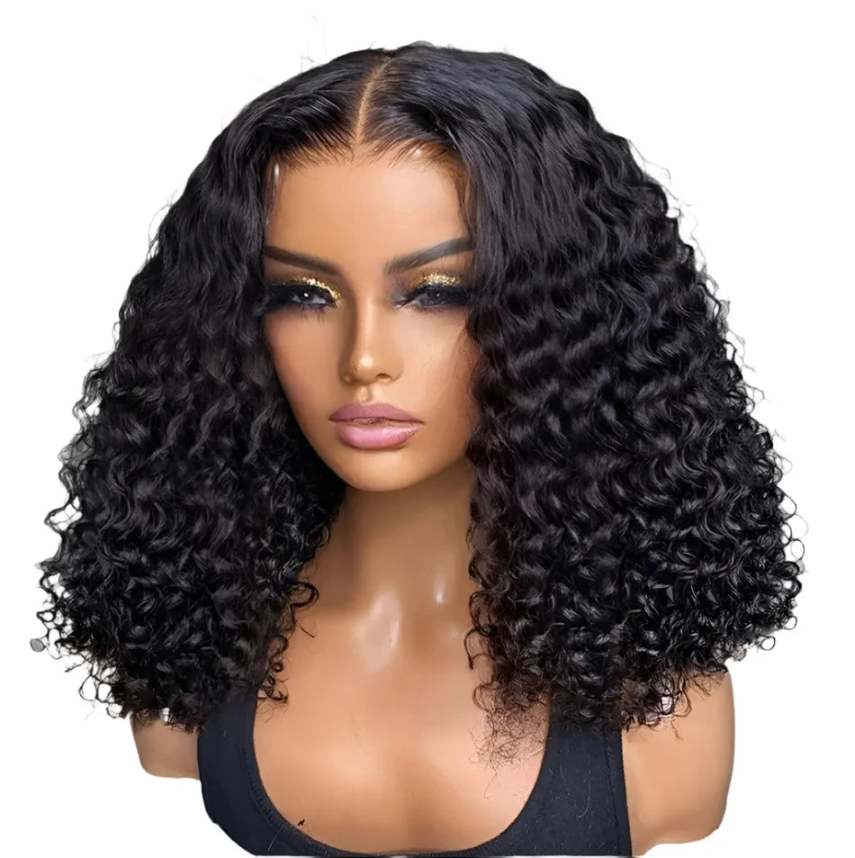 250% Density Short Deep Wave Human Hair Wig