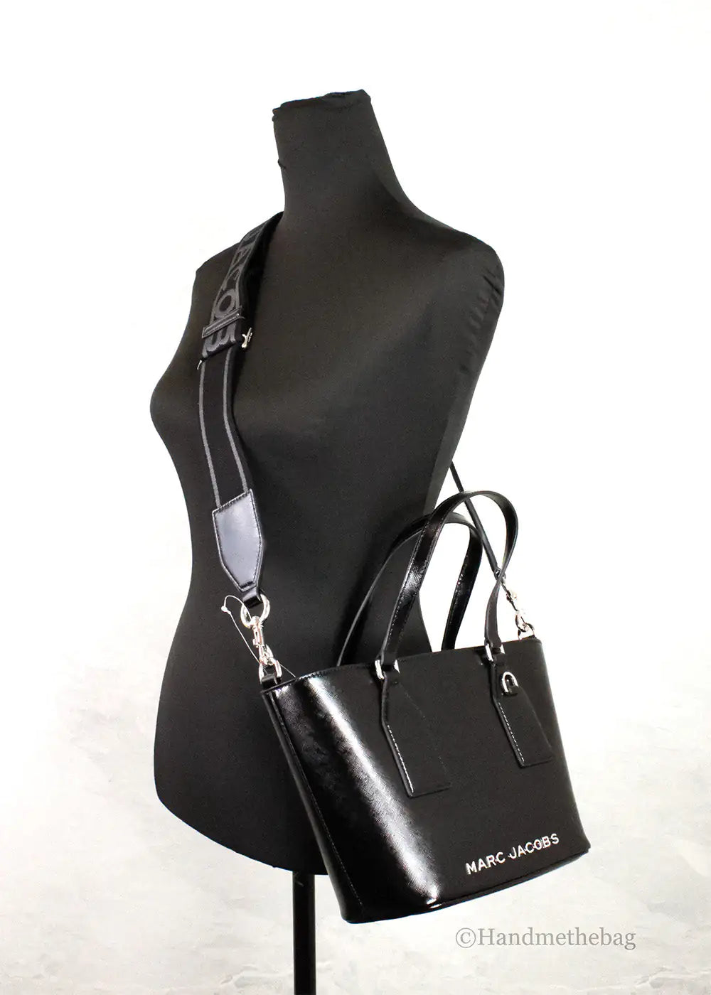 Marc Jacobs Small Black Leather Tote Crossbody Bag