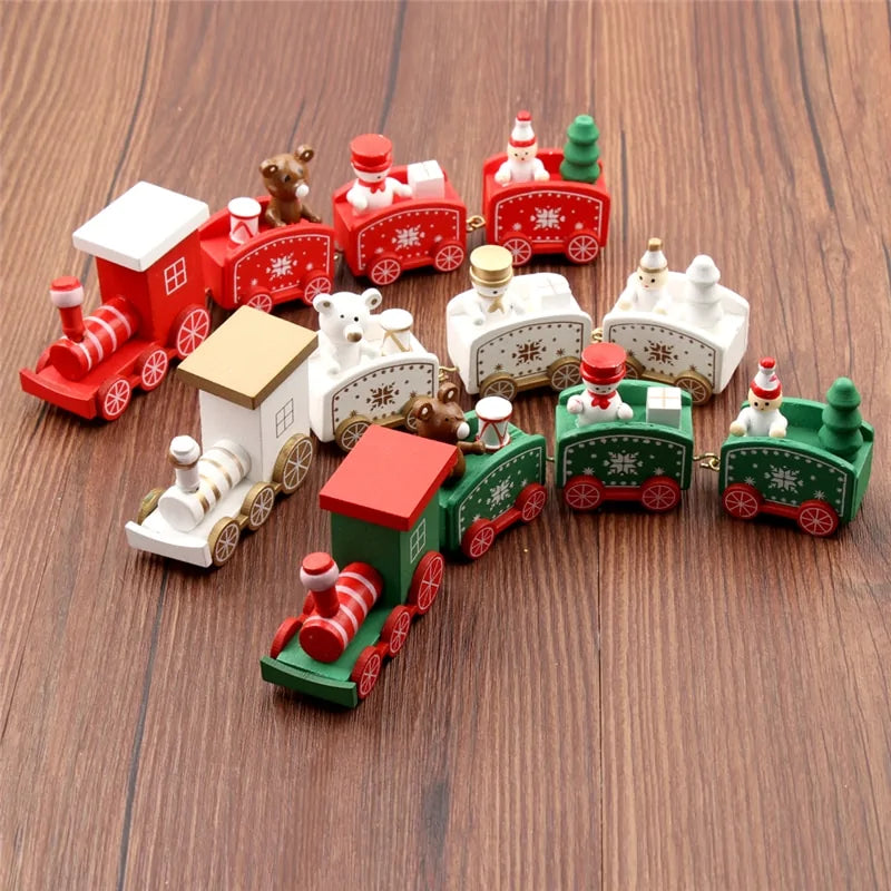 Christmas Train Painted Wood Decoration