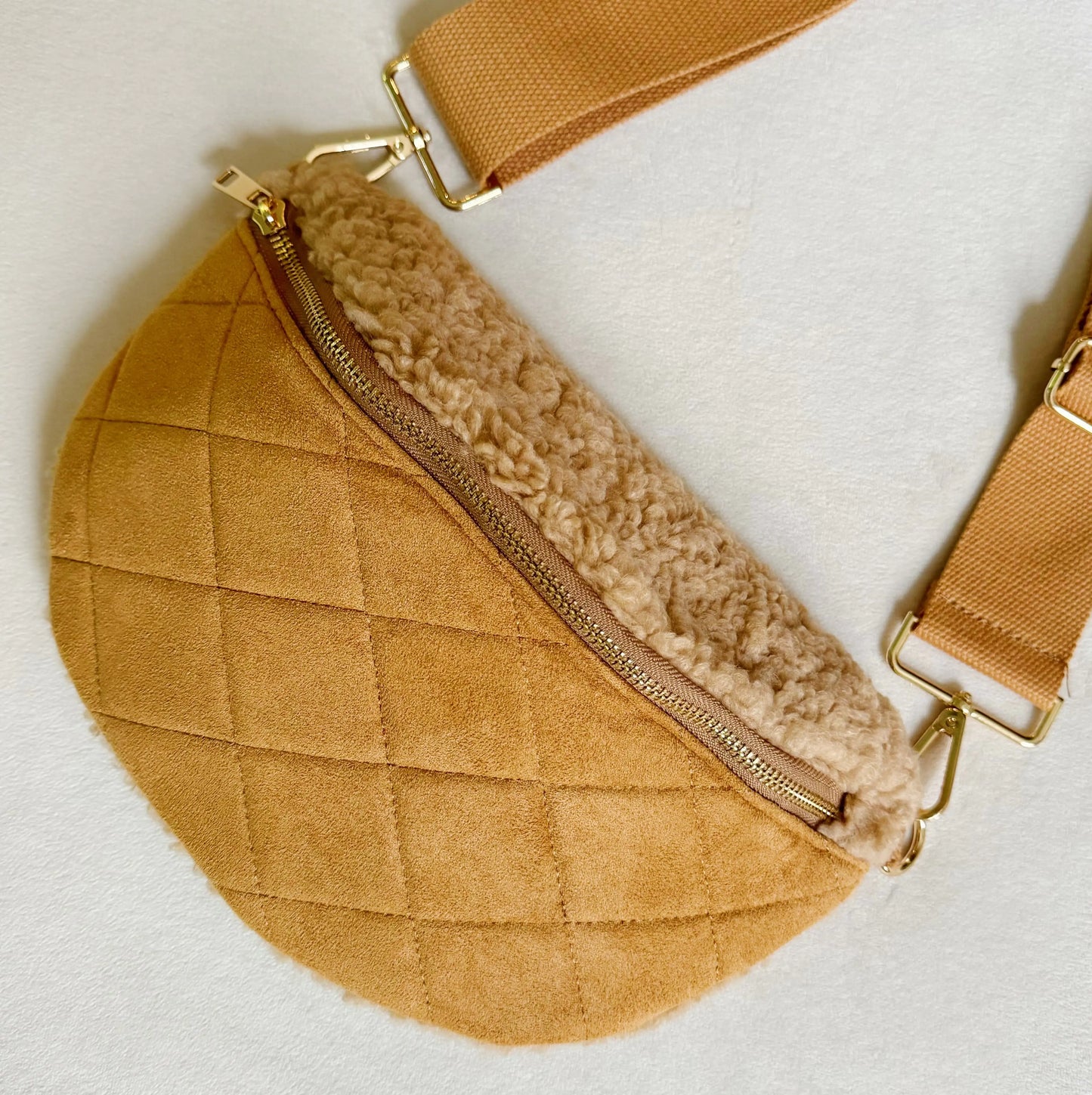 Fuzzy And Quilted Luxe Sling Bag