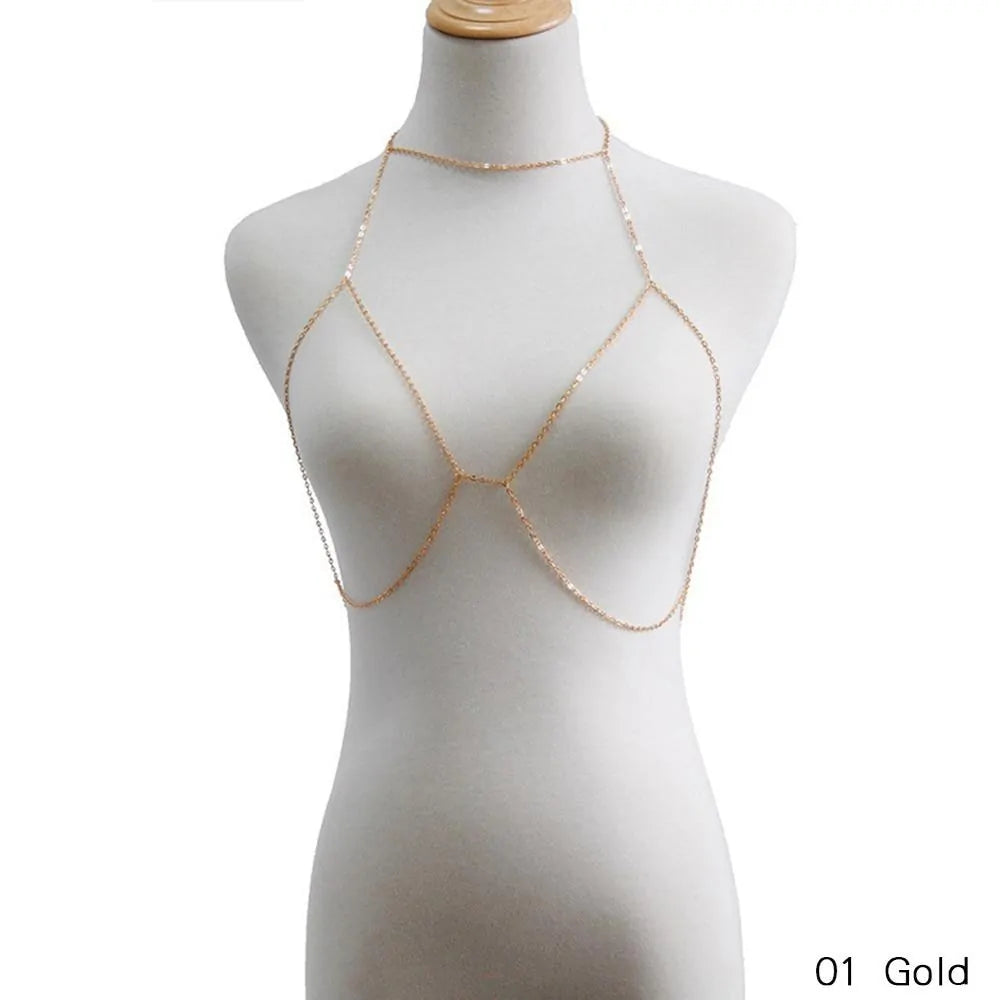 Women's Sequins Bra Bikini Harness Necklace