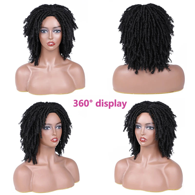 6-Inch Synthetic Lace Front Faux Locs Wig