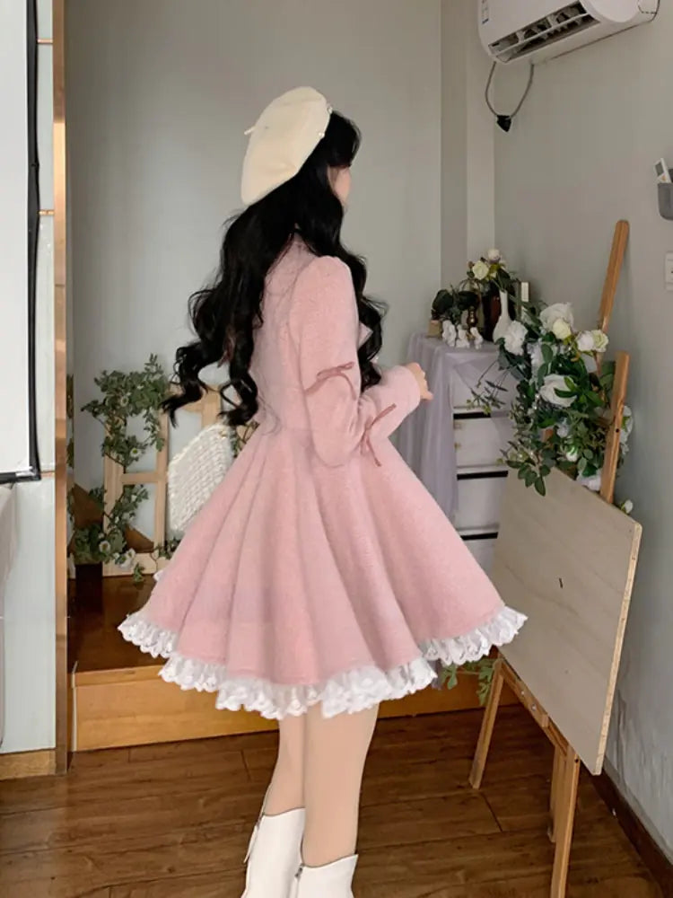 Korean Style Lace Party Mini Dress